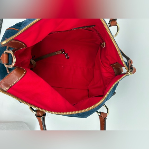 Dooney Bourke RARE Blue Suede Nubuck Satchel in Large - Picture 8 of 9